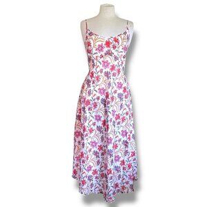 Aurobelle Ibiza Womens Dress Large XL Boho Floral Cotton Maxi Festival Sundress